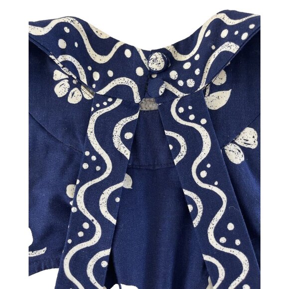 Malia Honolulu Vintage Maxi Dress Floral Open Back Sleeveless 10 1960s-70s Blue - Picture 8 of 11